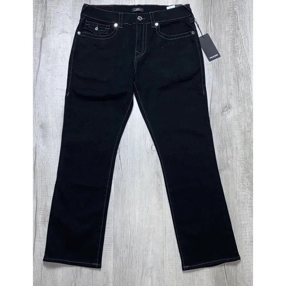$159 NWTTrue Religion Ricky Flap Relaxed Jeans Black WORLD TOUR BUDDHA 32x32